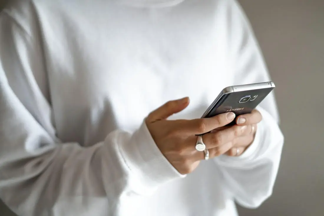 A student using a phone